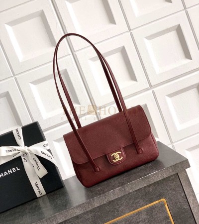 CHANEL LARGE BUTTON BAG RED LAMBSKIN 15*22*7CM  MASTER QUALITY